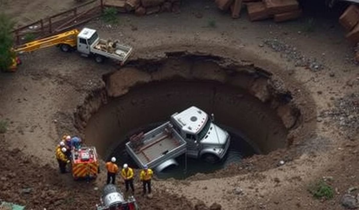 Heroic Efforts in Japan: Sinkhole Rescue Mission to Save Trapped Truck Driver